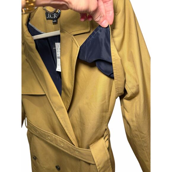 NWT J. Crew Women 8 Cropped Icon Trench Coat Honey Brown Tan Camel Belted Jacket - Picture 7 of 17